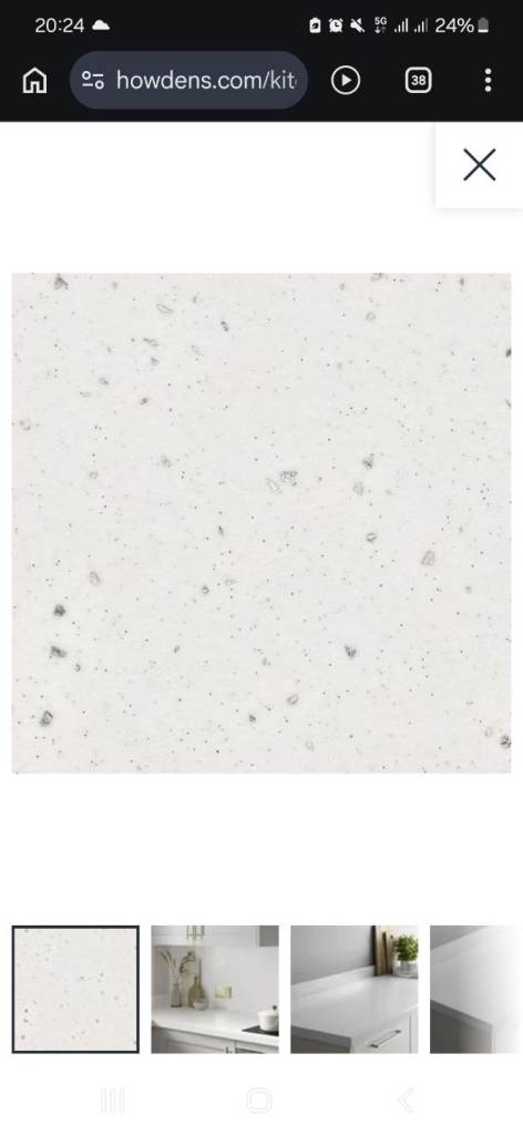 Howdens 3m Square Edge White Sparkle Quartz Effect Laminate Worktop