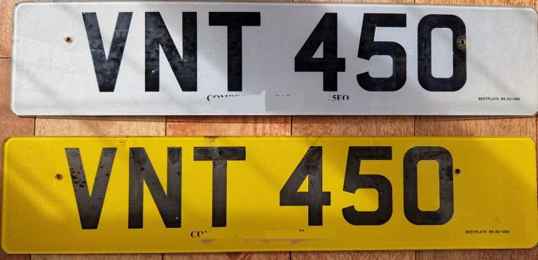 Private number plate VNT450 for sale time less 