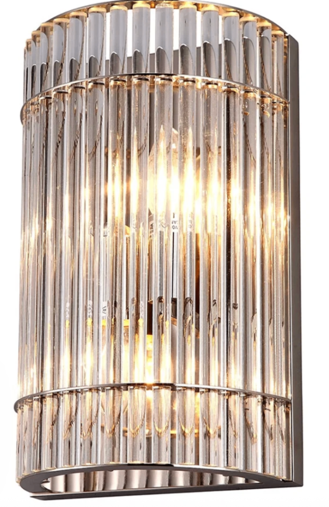 TWO Modern Crystal Wall Lights - Nickle,  brand new from RV Ashley Macy Wall Lamp 