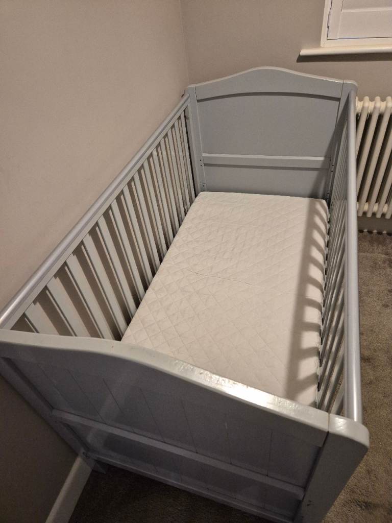 Nested Sorrento Pine Cot Bed, Chest of Drawers & Wardrobe - Grey