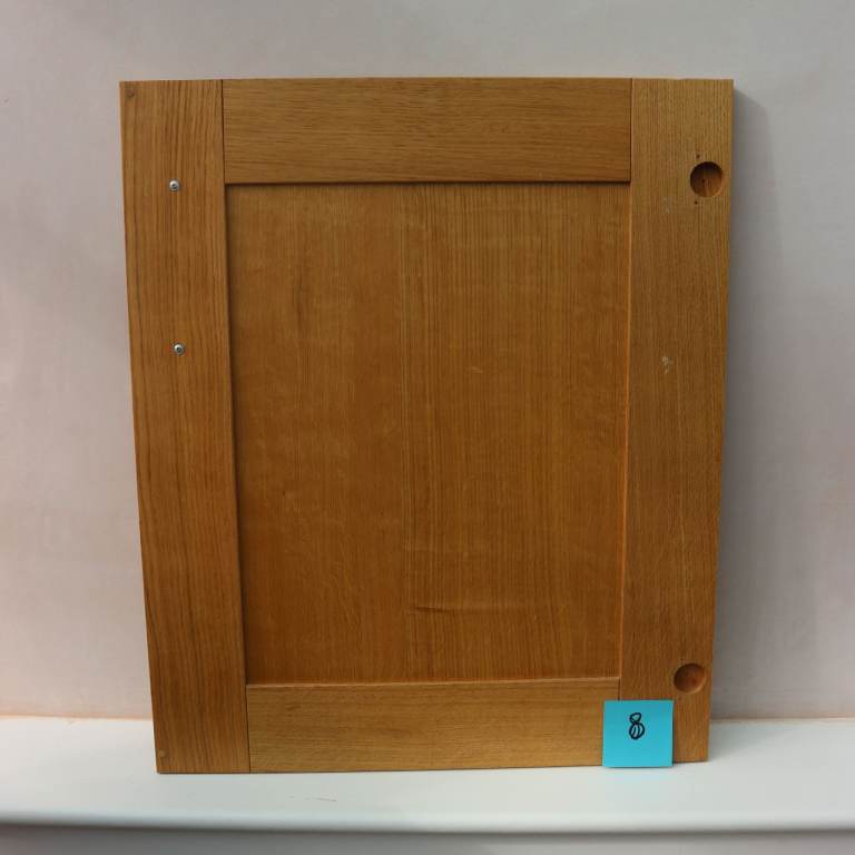8 Solid Oak Shaker Kitchen Doors & Brushed Stainless Steel Handles- ideal for Renovation / Upcycling