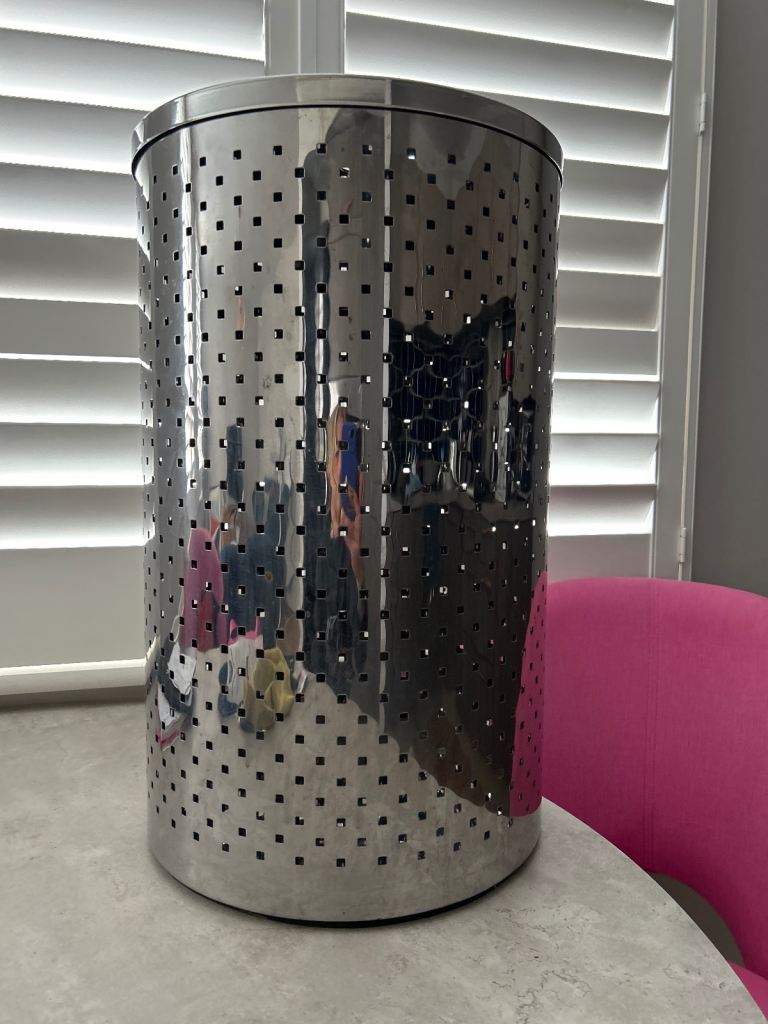 Chrome effect large laundry bin 