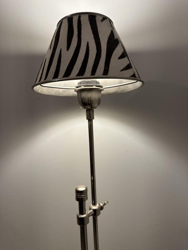 Zebra print faux hair table lamp 