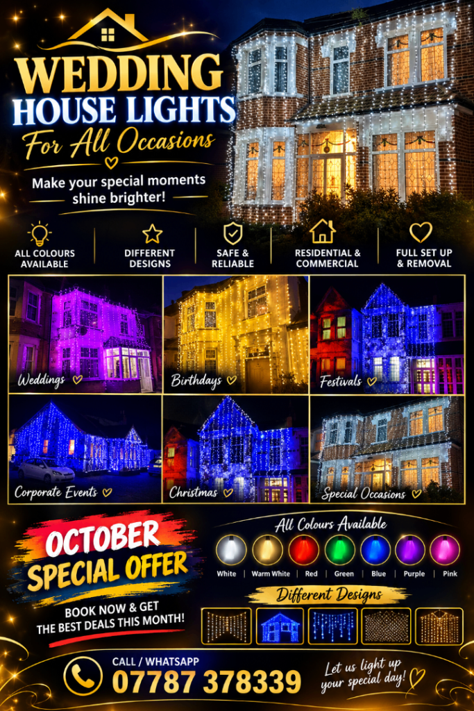 Wedding house lights . Bright led lights , flashing lights , house lights , weddings , colorful led