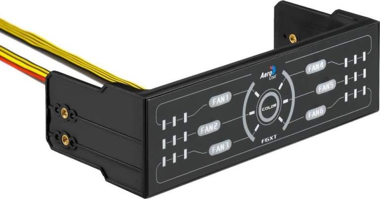 Aerocool F6XT Control Speed Adjustable Fan Controller - Dual LED 3.5 inch
