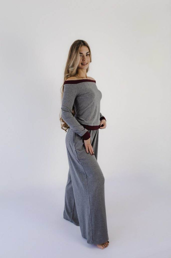 Women's Grey Off-Shoulder Loungewear Set – New with tags