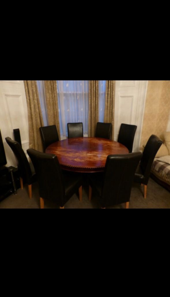 8 / 6 SEATER HAND CARVED ROSE WOOD DINING TABLE