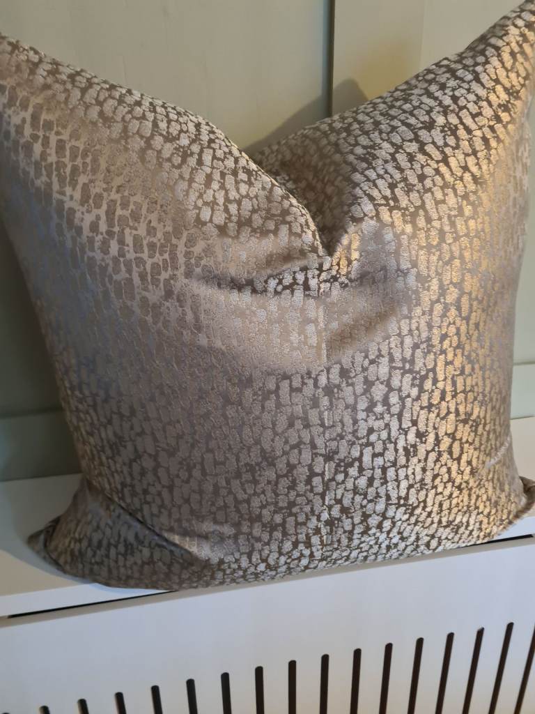 Metallic gold jacquard embossed cushions 60x60cm with duck feather pads  