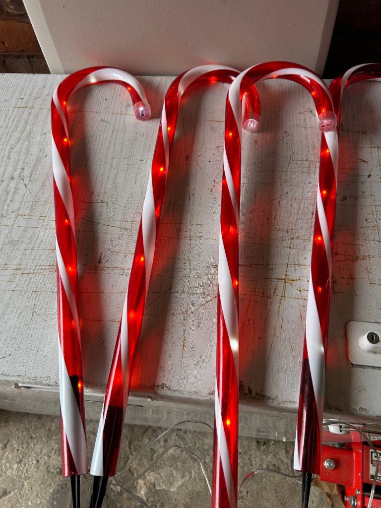 Set of candy canes outdoor Christmas lights 