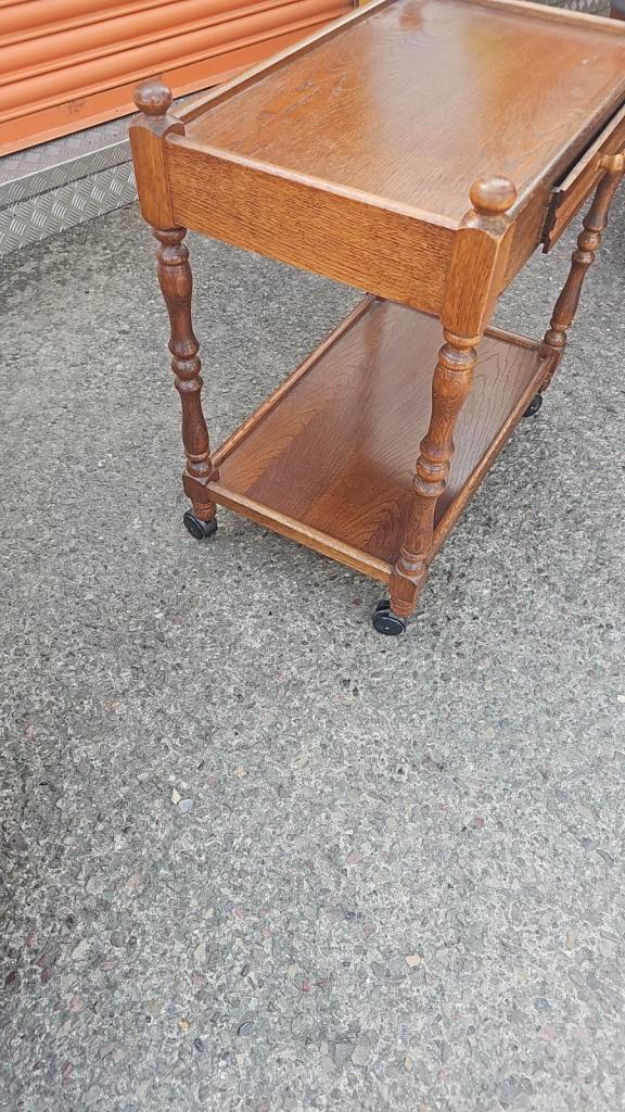 Vintage oak serving trolley 