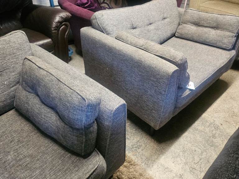 New x2 grey French connection sofa set 