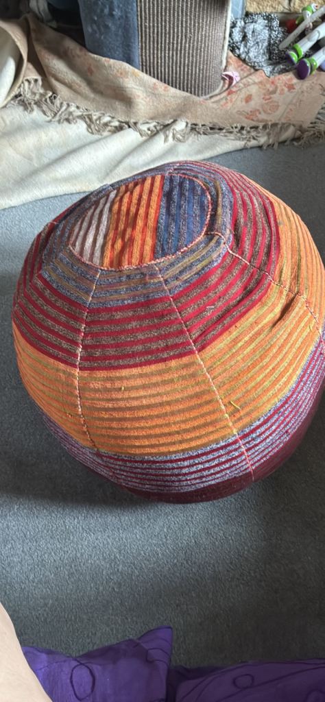 Multicoloured Fabric Pouffe – Good Condition