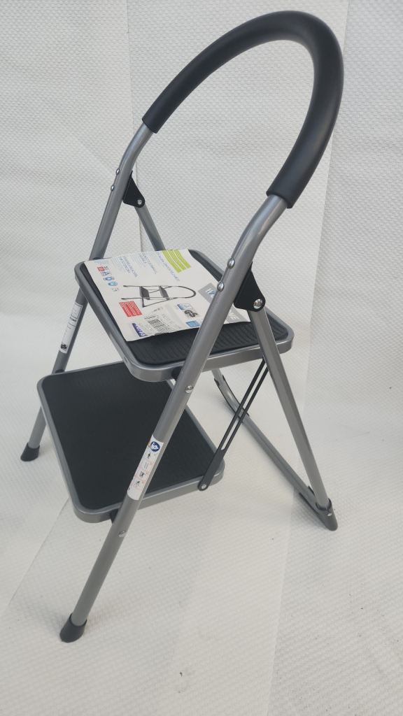 Folding 2 Step Ladder / Stool – Grey, As Good As New
