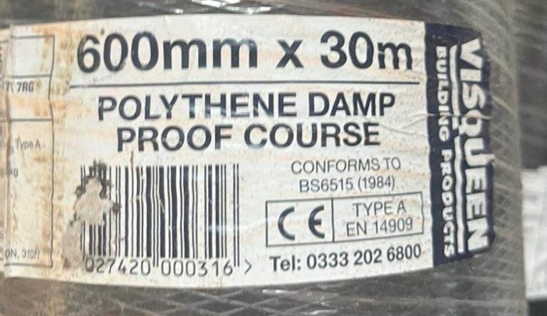 3x Full Rolls of Polythene Damp Proof Course (DPC) – 600mm x 30m (BS 6515