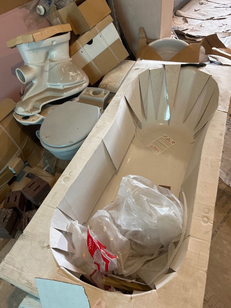 New White Bathtub and Toilets - Unused Bathroom Suite Parts