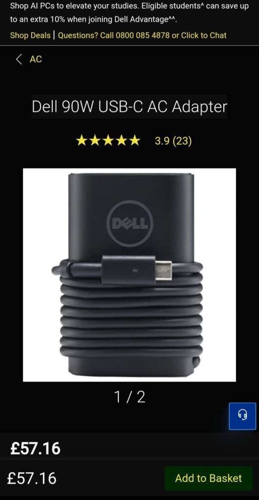 image for Dell 90W usb-c laptop charger/ adapter