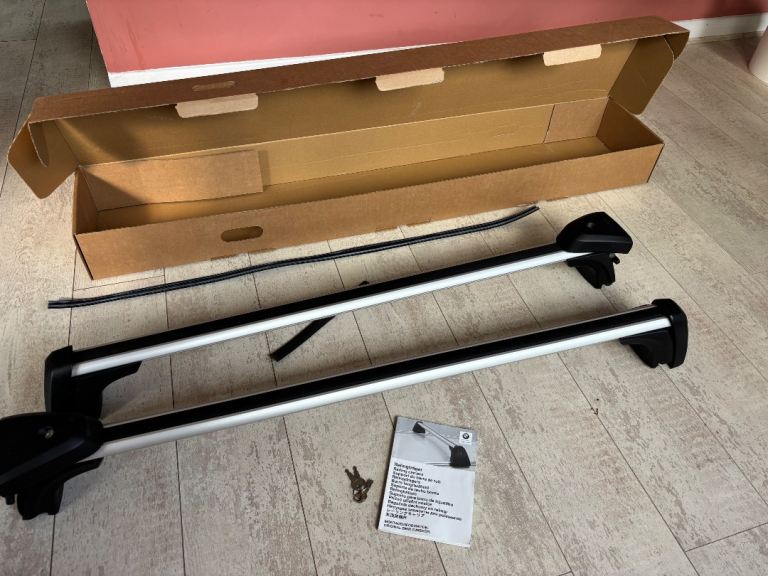 Genuine BMW F15 X5 Roof Bars + Two Touring Cycle Carriers - Complete with Keys & Manuals