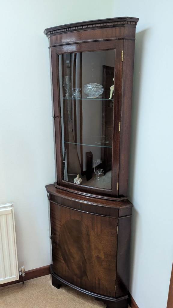 Solid Wood Corner Display Cabinet – Glass Door & Storage
