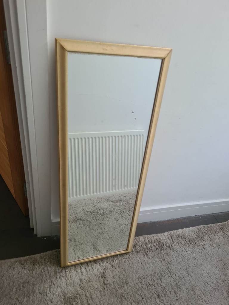  Beige Wooden Frame Mirror – Good Condition