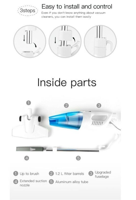 Brand New 2 In 1 Car / Home Power Handheld Vacuum Stick Cleaner HEPA F