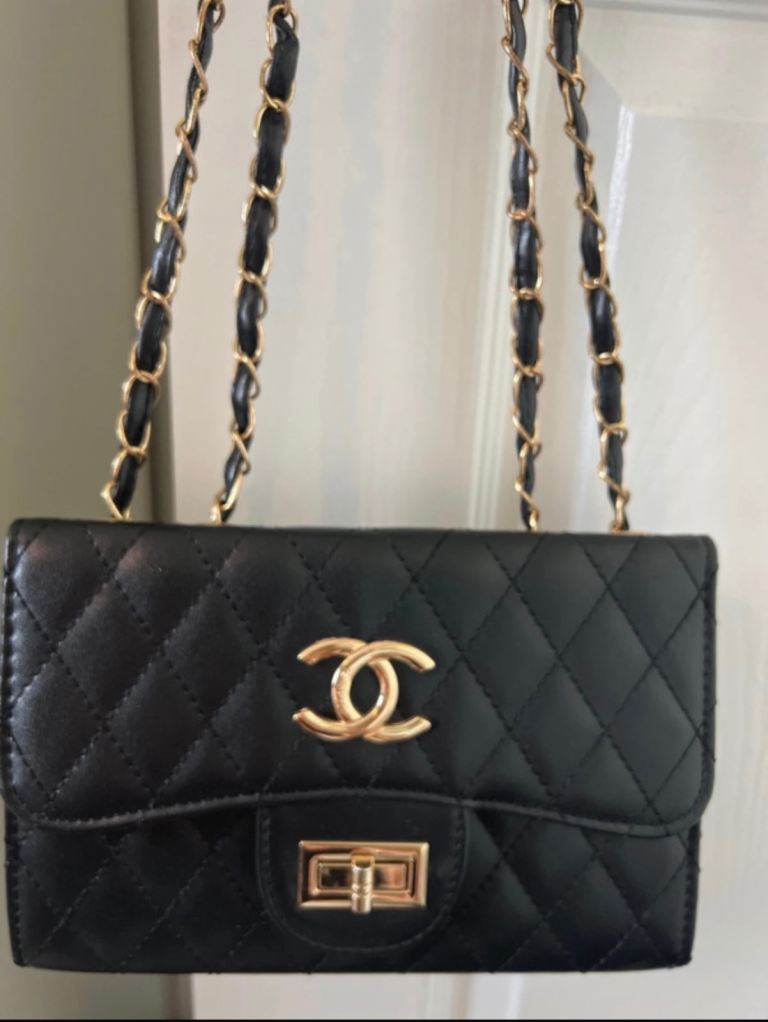 Chanel Black Quilted Shoulder Bag with Gold Chain Straps