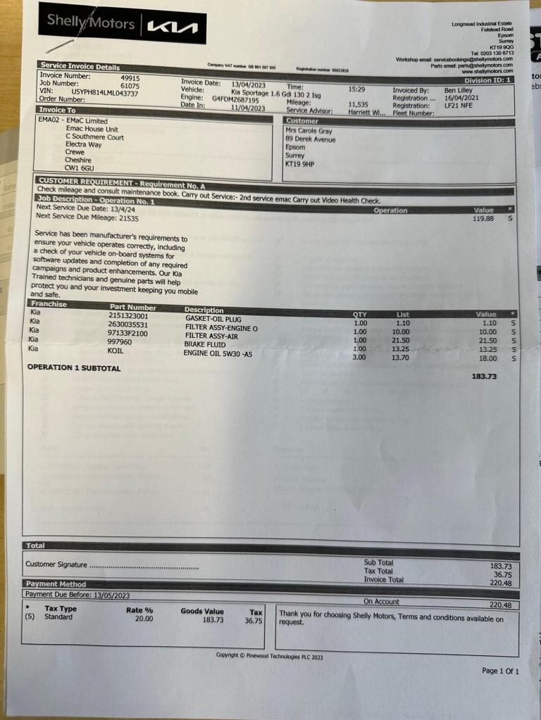 KIA SPORTAGE 1.6 GDi 2 Euro 6 (s/s) 5dr 2021