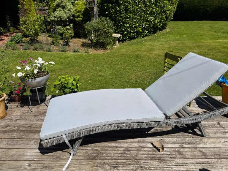 Adjustable Grey Sun Lounger with Cushion – Good Condition