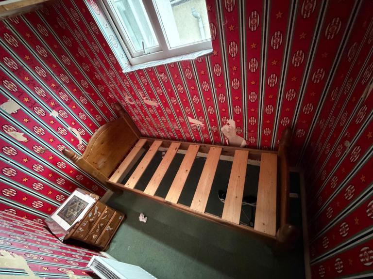 Single pine bed frame for sale with bedside  table