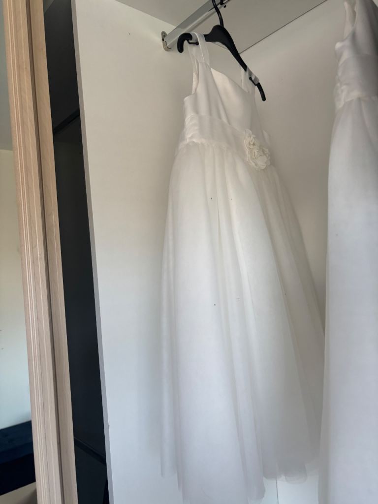White Flower Girl Dress & Page Boy Outfit - Excellent Condition