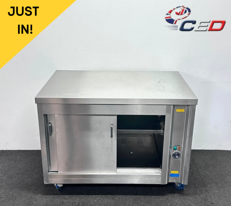 PAY OVER 3 MONTHS! - Used CED 1200mm Hot Cupboard, On Wheels – 13 Amp Plug In & Go!