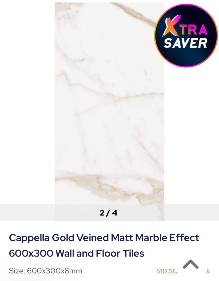 Walls and Floors Cappella Gold Veined Matt Marble Effect 600x300 Wall and Floor Tiles