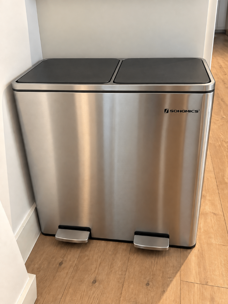 SONGMICS Dual Compartment Pedal Bin - Stainless Steel