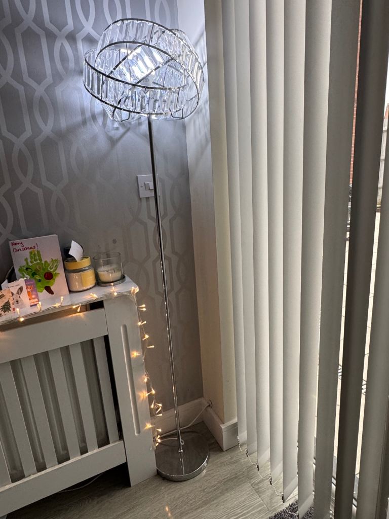 Crystal and chrome floor lamp