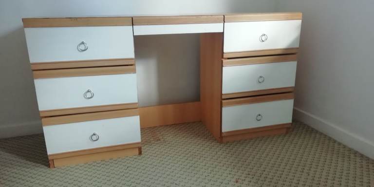 Desk with chested drawers