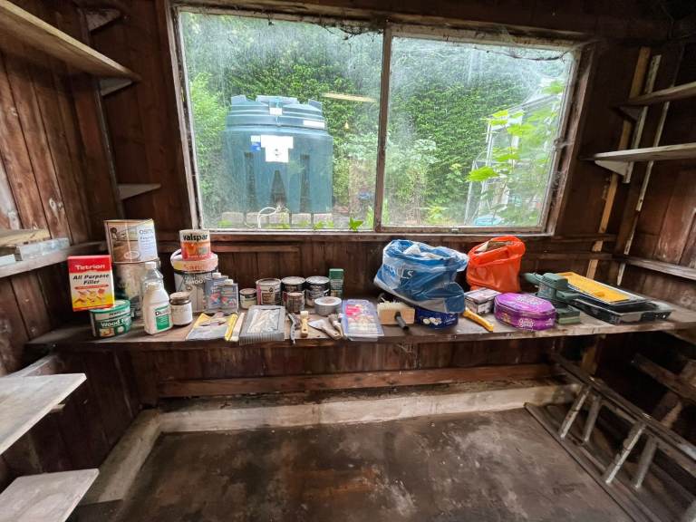 REDUCED - Bosch Sander, Black & Decker Heat Gun, Assort Paints, Fillers, Sandpaper, Brushes, W. Wool