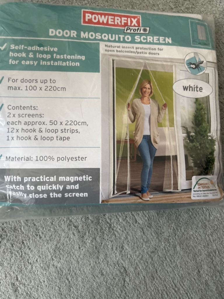 White mosquito garden door screen