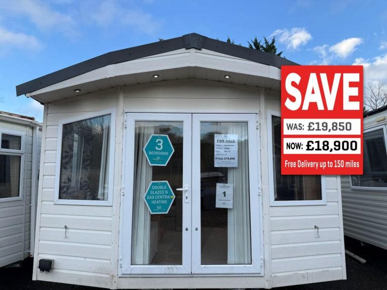 13ft Wide 3 Bed Static Caravan - Patio Doors, DG, CH - Offsite / Own Land / Farm