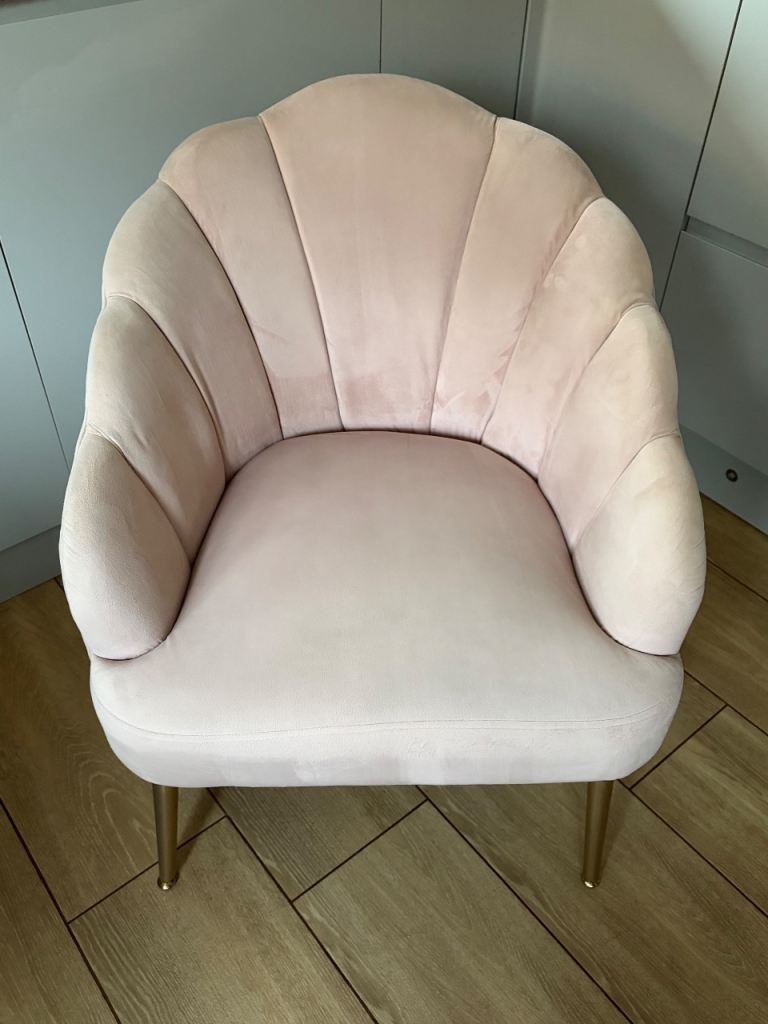 Pink Velvet Scalloped Accent Chair, £40.00 for Sale in Lowestoft, Suffolk