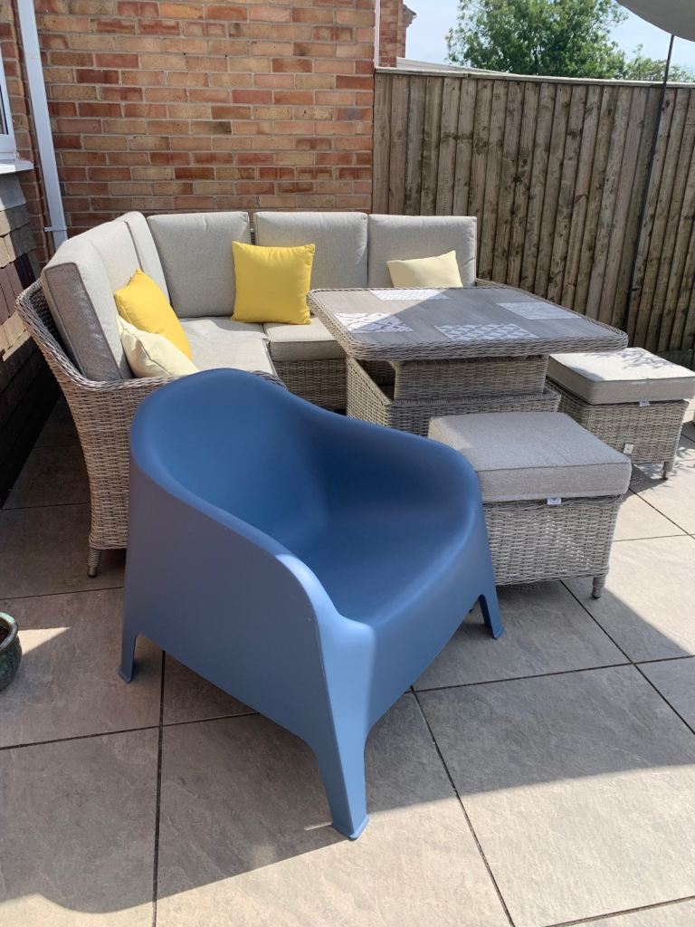 IKEA skarpo outdoor stackable chair blue summer garden patio poolside