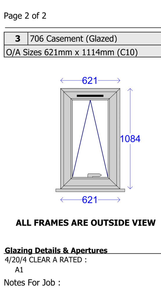 Brand New White uPVC Window Top Hung 620mm x 1085mm with Cill
