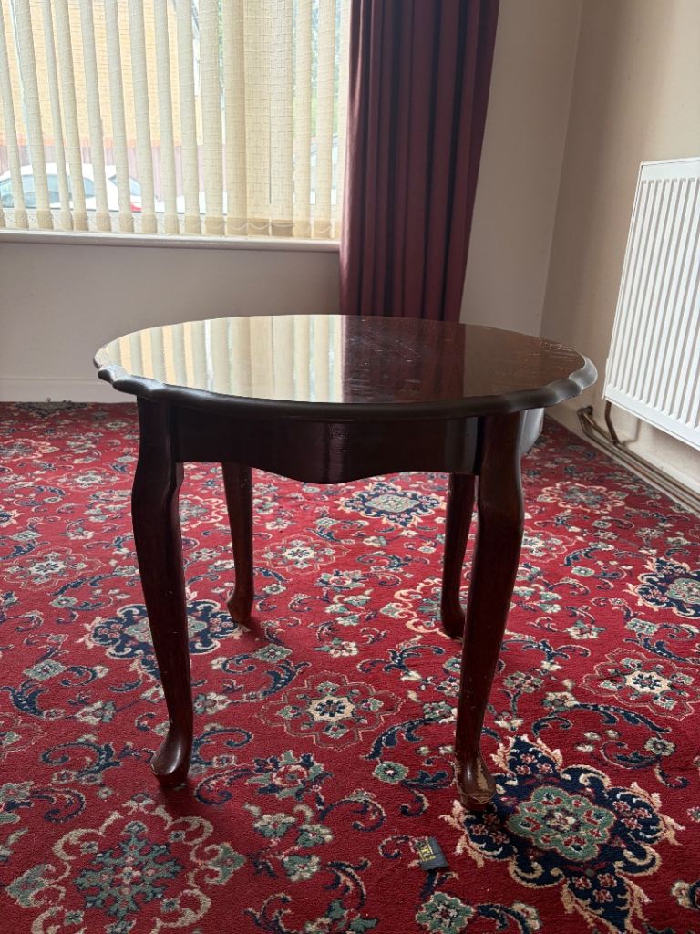 Lovely Small Round Wooden Side Table – Good Condition