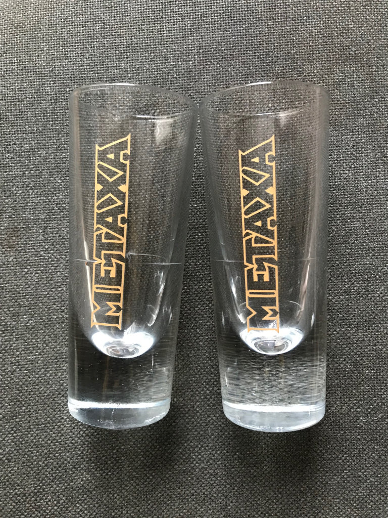 2 Metaxa Brandy Glasses