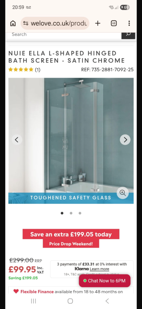 Bath/shower screen 