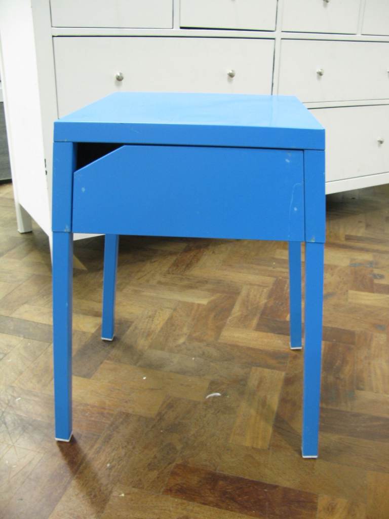 IKEA SELJE Blue Metal Bedside Table With Drawer