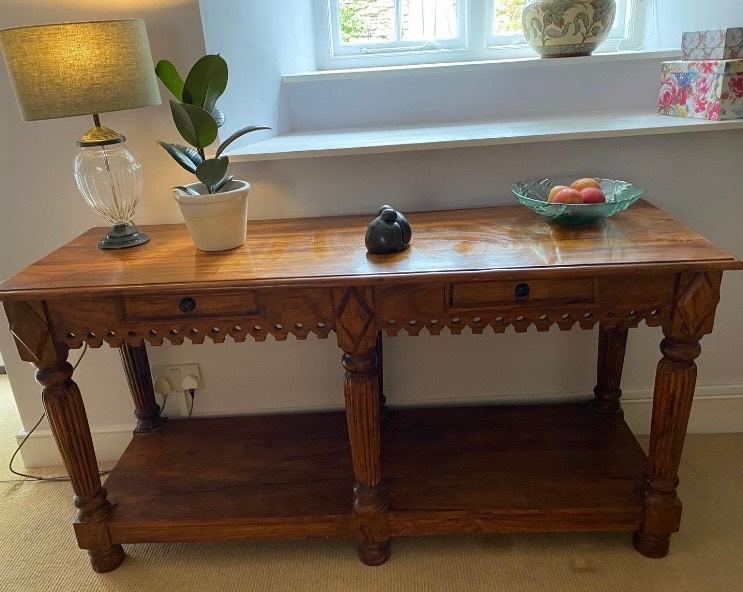 Solid Wood Console Table with Drawers – Good Condition