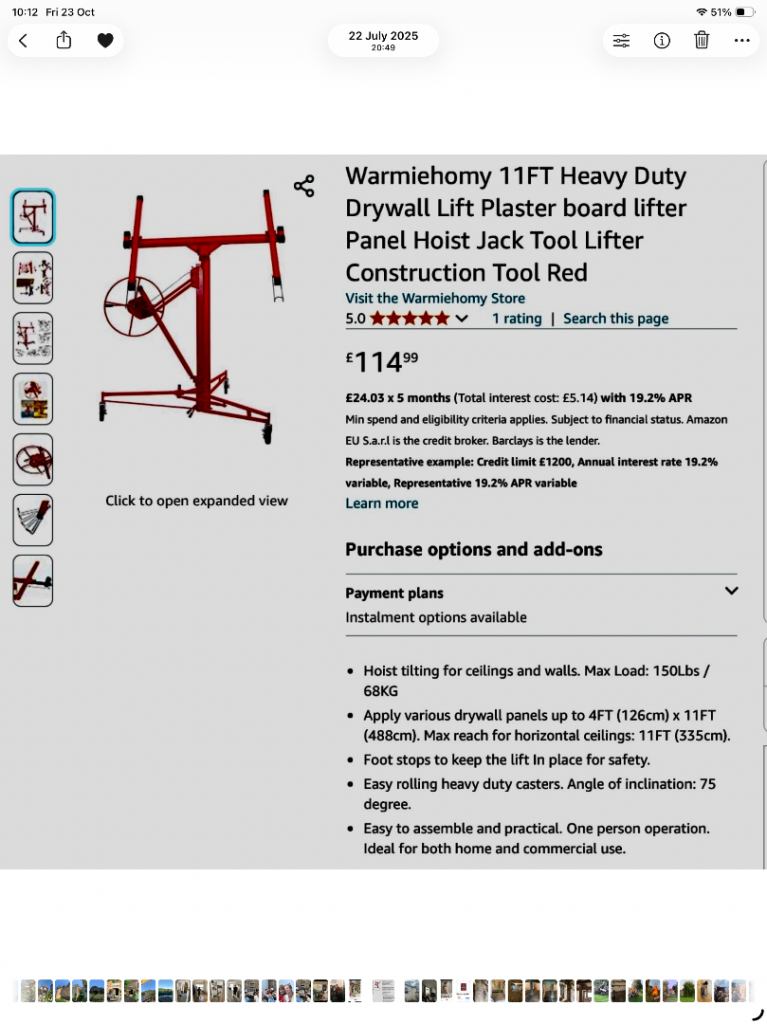 Warmiehomy 11FT Heavy Duty Drywall Lift Plasterboard Lifter – Red