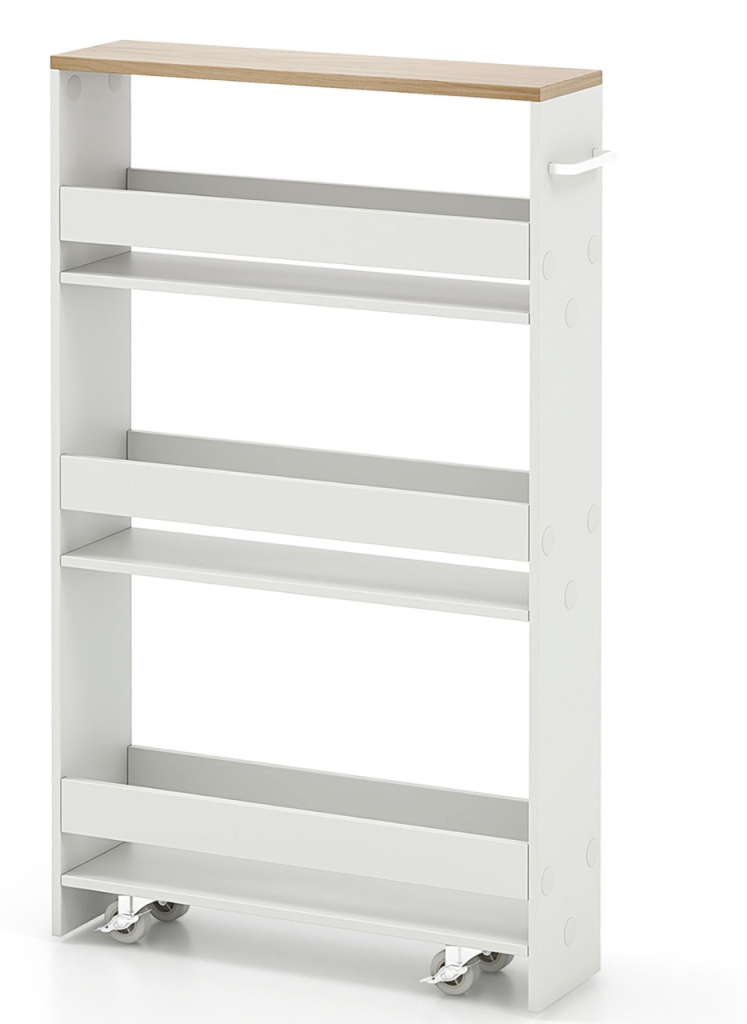 MOBILE 4-Tier Slim Storage Cart with Open Shelves