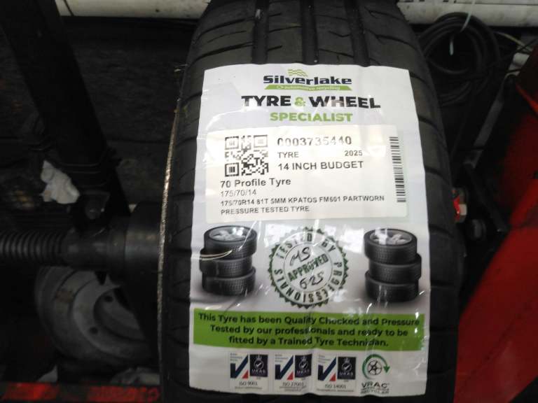 175/70r14 81t 5mm Kpatos Fm601 Partworn Pressure Tested Tyre