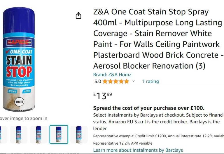 Rapide one coat stain stop. 400ml NEW