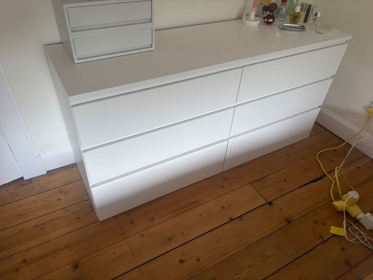 IKEA Malm White 6-Drawer Chest of Drawers – Good Condition